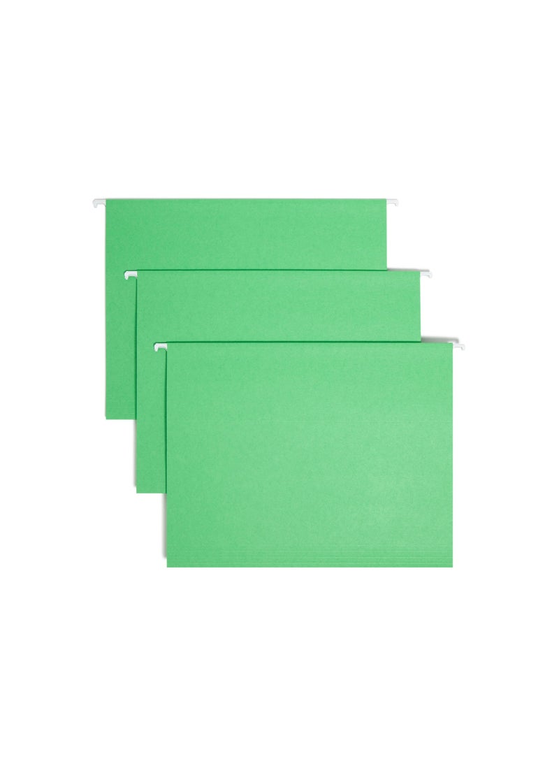 Smead Smead Standard Hanging File Folders, 25 Count, Green, 1/5-Cut Adjustable Tabs, Letter Size (64061)  - Image 1