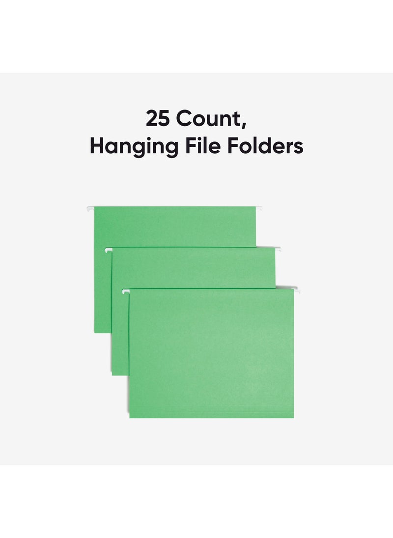 Smead Smead Standard Hanging File Folders, 25 Count, Green, 1/5-Cut Adjustable Tabs, Letter Size (64061)  - Image 3