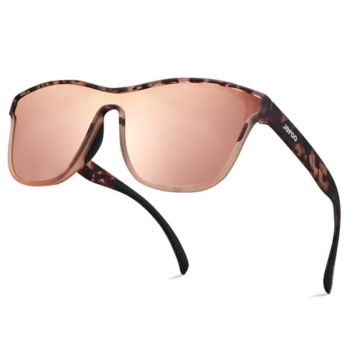 Jefoo Running Sunglasses for Women Men Polarized Retro Shades Trendy 80s Mirrored Shield UV400 Protection Tangle Free - Image 1
