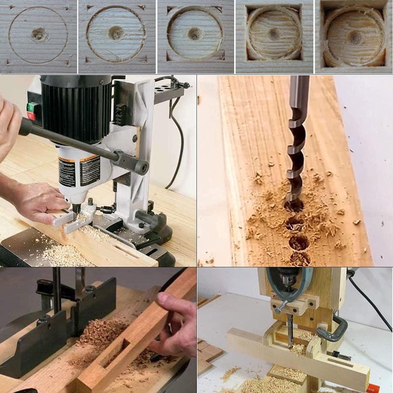 DIY Crafts DIY Crafts 127mm 2 Sets Square Hole Drill Bit Steel Woodworking Mortiser Hardness Sharp Durable Mortising Chisel for Wood Mortising Chisel Bit Auger Spur Cutter Woodworking Carpentry Drilling 2  - Image 2