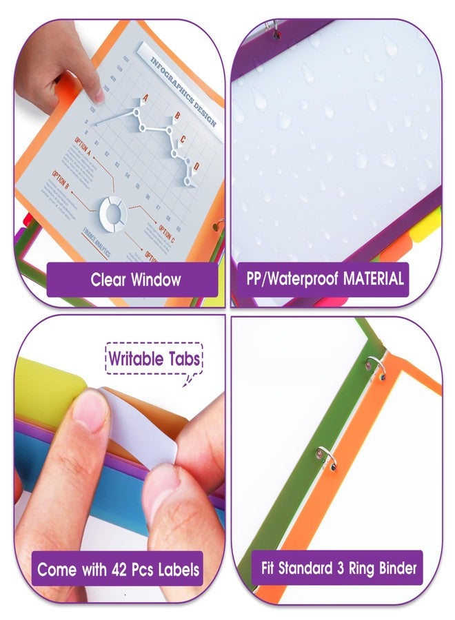 LIMANLIRY 8Tab Binder Dividers with Tabs, 16PCS/2 Set Page Dividers for 3 Ring Binder with Tabs, 5 Tab Dividers, Clear Folder Dividers (16) - Image 4