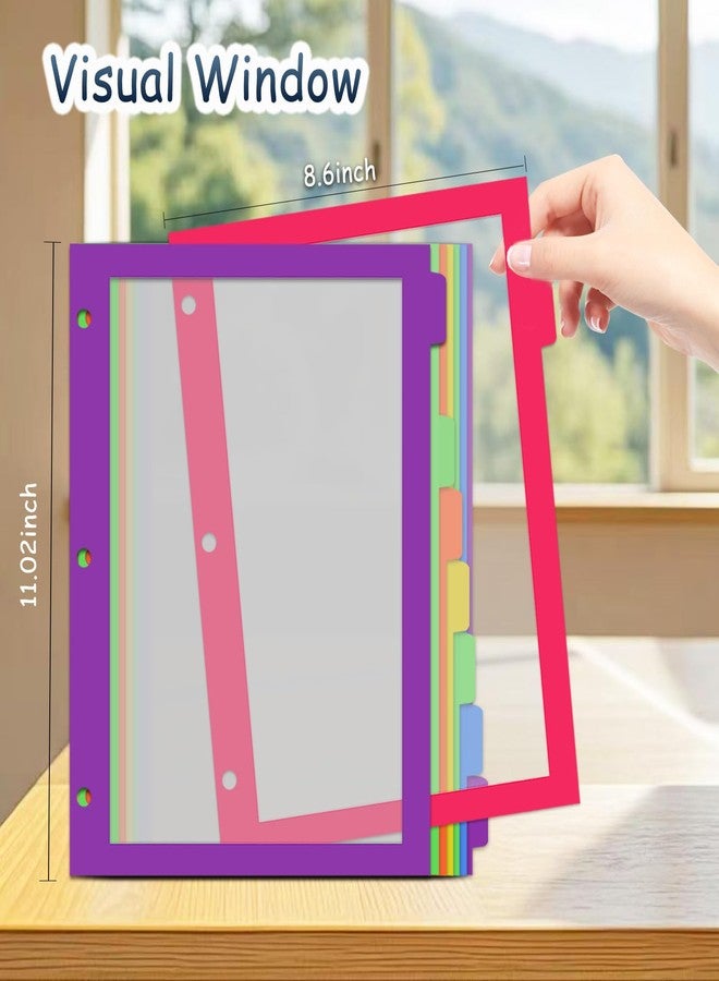 LIMANLIRY 8Tab Binder Dividers with Tabs, 16PCS/2 Set Page Dividers for 3 Ring Binder with Tabs, 5 Tab Dividers, Clear Folder Dividers (16) - Image 2