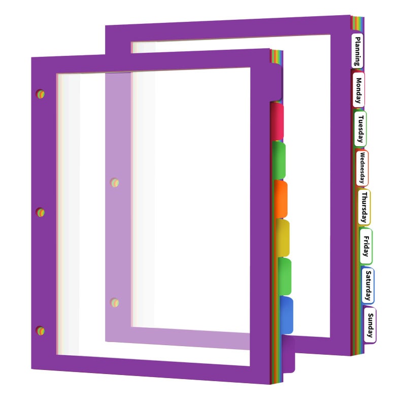 LIMANLIRY 8Tab Binder Dividers with Tabs, 16PCS/2 Set Page Dividers for 3 Ring Binder with Tabs, 5 Tab Dividers, Clear Folder Dividers (16) - Image 1