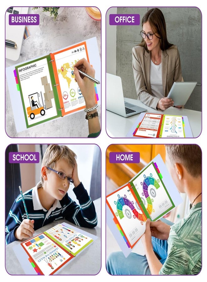 LIMANLIRY 8Tab Binder Dividers with Tabs, 16PCS/2 Set Page Dividers for 3 Ring Binder with Tabs, 5 Tab Dividers, Clear Folder Dividers (16) - Image 5