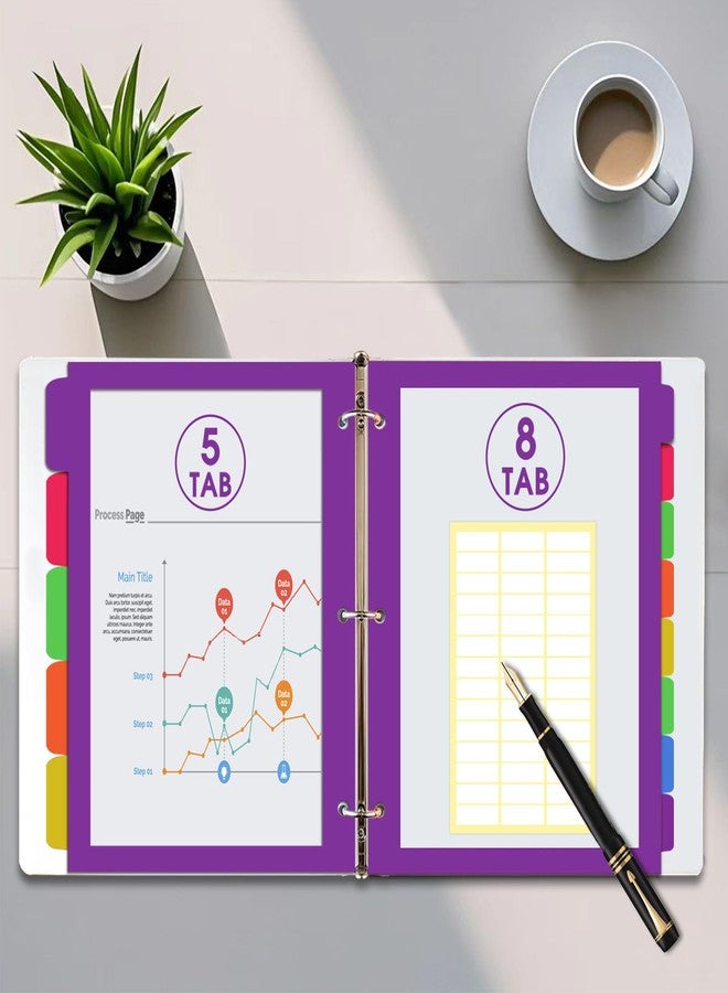 LIMANLIRY 8Tab Binder Dividers with Tabs, 16PCS/2 Set Page Dividers for 3 Ring Binder with Tabs, 5 Tab Dividers, Clear Folder Dividers (16) - Image 3