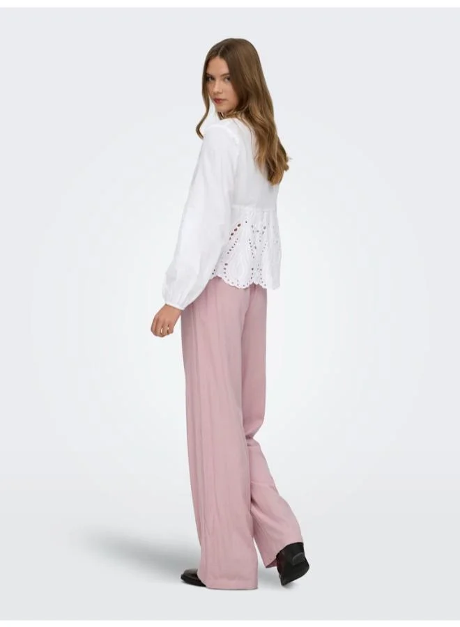 اونلي Casual Long Sleeve V Neck Anglaise Shirt