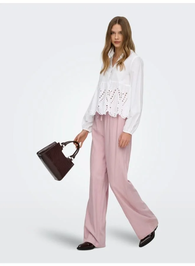 ONLY  Casual Long Sleeve V Neck Anglaise Shirt for Women | Best Price UAE