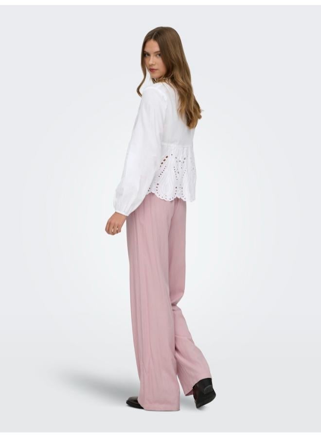 ONLY Casual Long Sleeve V Neck Anglaise Shirt - Image 3