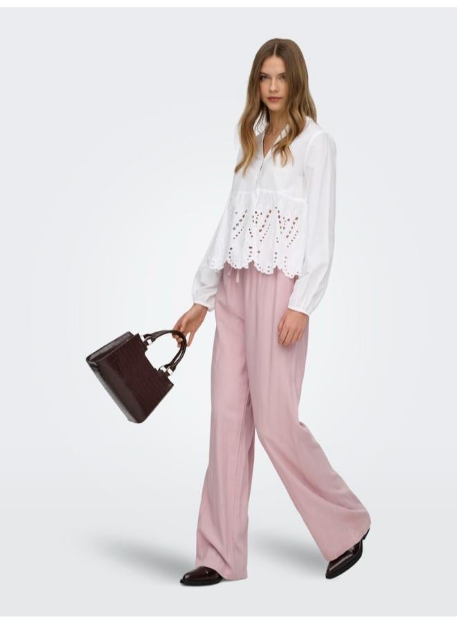 ONLY Casual Long Sleeve V Neck Anglaise Shirt - Image 4