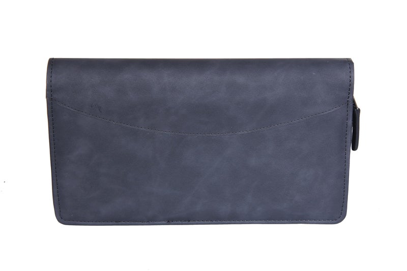 Sukeshcraft Multiple Cheque Book Holder | Original PU Holds Upto 8 Cheque Books, Locker Key Hook, 2 Photo Slots, 1 Pin-Sim Slot, 13 Credit/Debit Card Slots with Matching Zipper (PU -2Tone Grey - Image 1