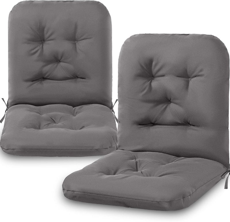 Chunful Back Chair Cushion Outdoor Indoor Tufted Seat/Back Patio Seating Cushions Waterproof Weather Resistant Patio Rocking Pads for Outdoor(Dark Gray,2 Pcs) - Image 1