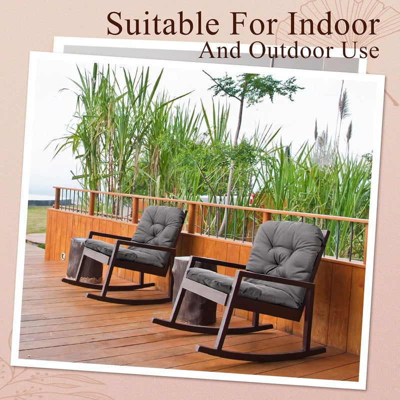 Chunful Back Chair Cushion Outdoor Indoor Tufted Seat/Back Patio Seating Cushions Waterproof Weather Resistant Patio Rocking Pads for Outdoor(Dark Gray,2 Pcs) - Image 4