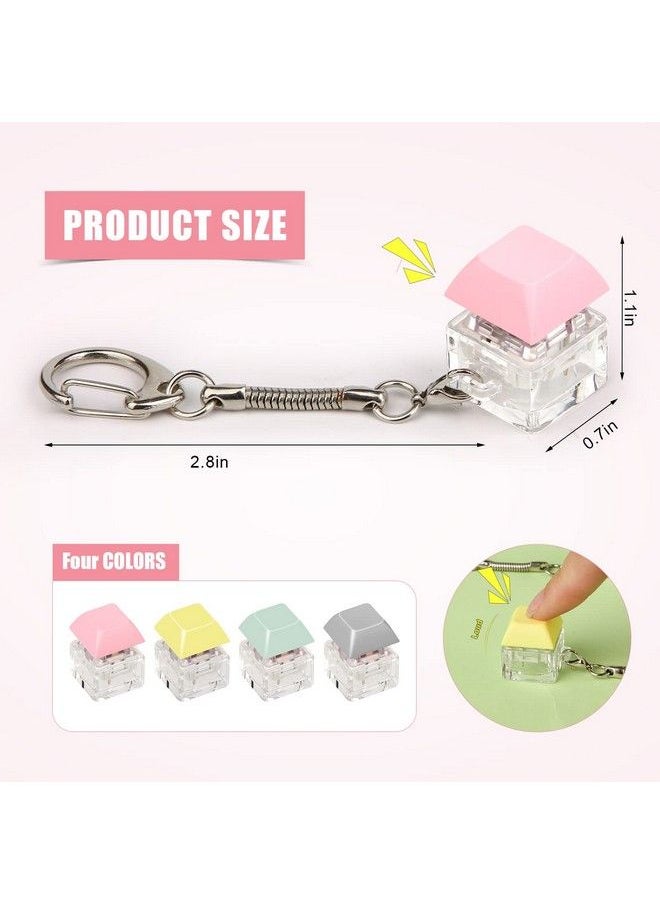 SAVITA - 4Pcs Keyboard Fidget Keychains Finger Decompression Toy Button Fidget Toy Keychain Clip Keycap Clicker Fidget Keycap Keychain For Students Teens Adults Relieving Stress - Image 1