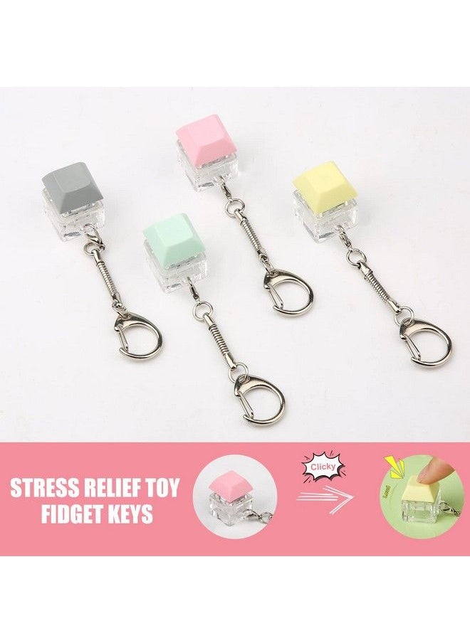SAVITA - 4Pcs Keyboard Fidget Keychains Finger Decompression Toy Button Fidget Toy Keychain Clip Keycap Clicker Fidget Keycap Keychain For Students Teens Adults Relieving Stress - Image 1