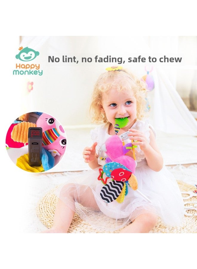 Happy Monkey Baby Rattle Pendant Teeth Lathe Hanging Newborn Teeth Plush Toy Baby Toy-Color:Lathe Hanging-yellow Duck - Image 3