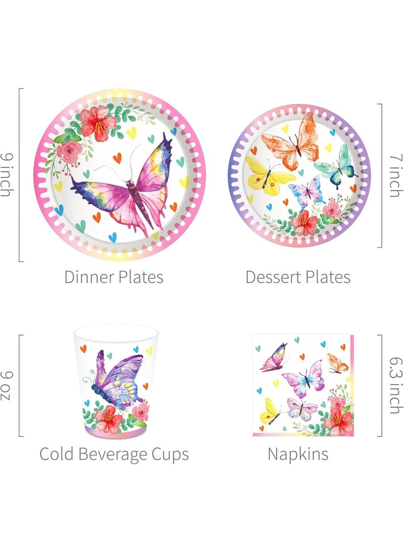 Zikra 24Pcs 7-Inch Ink Butterfly Round Paper Plates - Spring Butterfly Garden Theme Disposable Dinnerware for Bridal Showers, Baby Showers, and Birthday Parties - Image 3