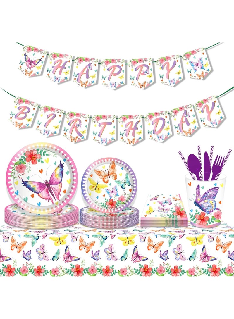 Zikra 24Pcs 7-Inch Ink Butterfly Round Paper Plates - Spring Butterfly Garden Theme Disposable Dinnerware for Bridal Showers, Baby Showers, and Birthday Parties - Image 4