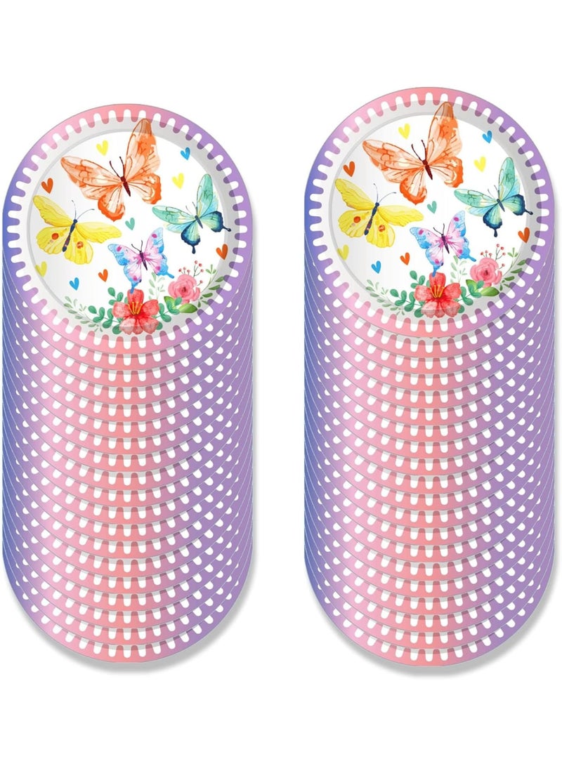 Zikra 24Pcs 7-Inch Ink Butterfly Round Paper Plates - Spring Butterfly Garden Theme Disposable Dinnerware for Bridal Showers, Baby Showers, and Birthday Parties - Image 5
