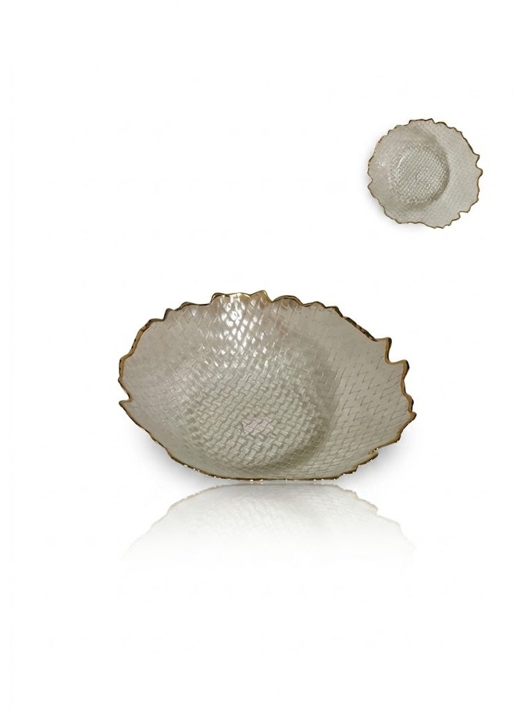 Faceted Fruit Serving Plate with Gold Rim - Image 1