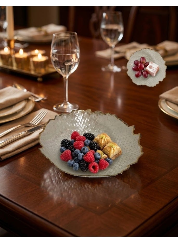Faceted Fruit Serving Plate with Gold Rim - Image 2