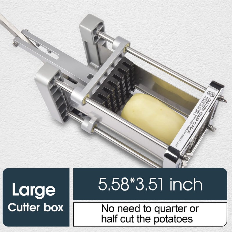 Sopito French Fry Cutter, Sopito Professional Potato Cutter Stainless Steel with 1/2-Inch Blade Great for Potatoes Carrots Cucumbers  - Image 3
