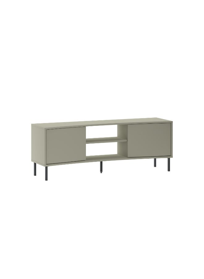 Mourah Home Frem TV Cabinet Up To 50 Inches| 2 Doors Storage Cabinet| 150x40x55 CM| Ash Green- 2 Years Warranty - Image 4