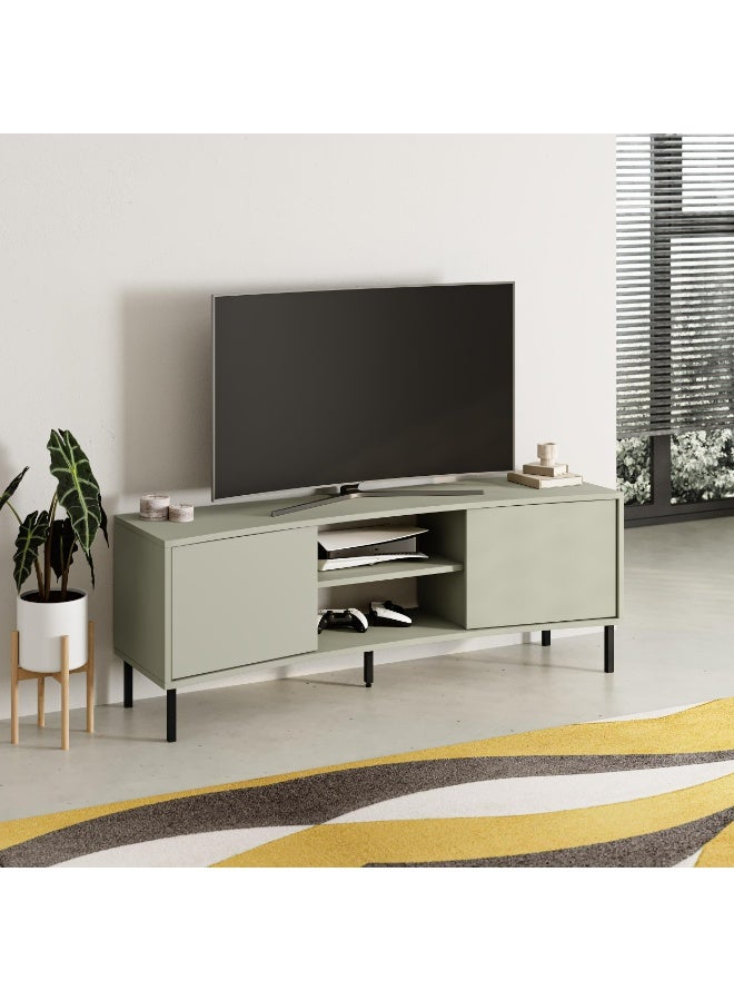 Mourah Home Frem TV Cabinet Up To 50 Inches| 2 Doors Storage Cabinet| 150x40x55 CM| Ash Green- 2 Years Warranty - Image 1