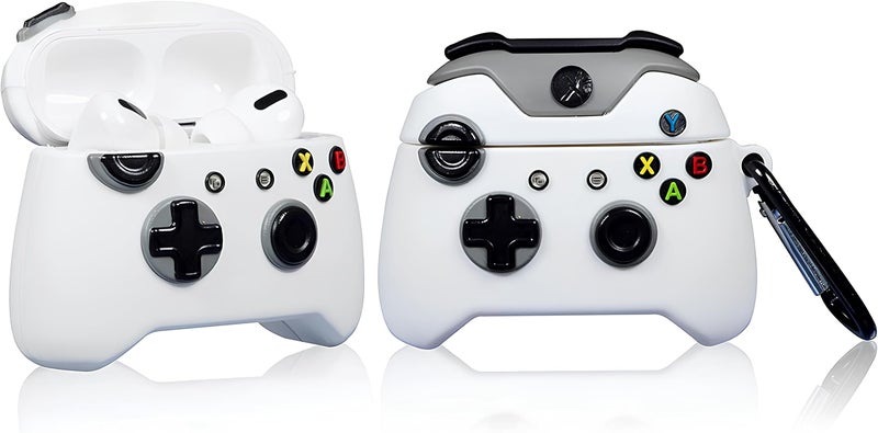 skysia Cute Soft Silicone Compatible with AirPods 4 Case (2024) – Game Console Design, Full 360° Protection, Shockproof & Dust-Proof with Hook – Premium Protective Cover (Pack of 1) (White) - Image 4