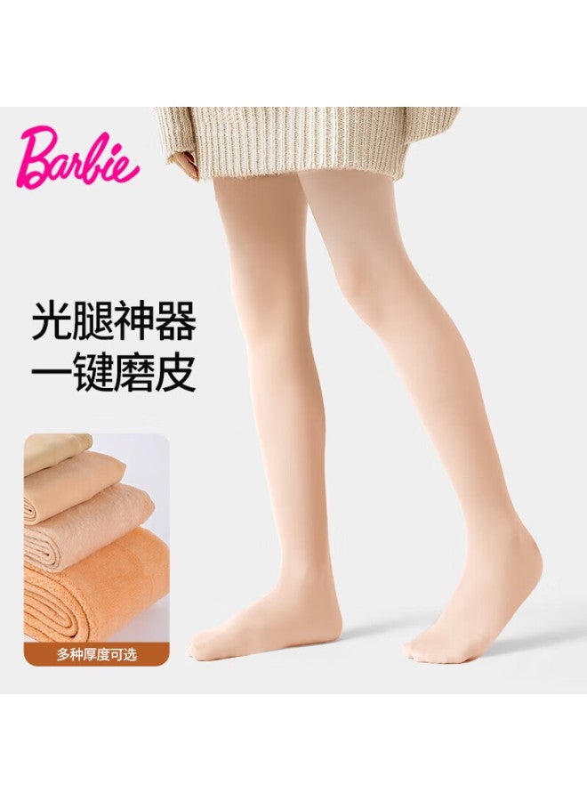 Barbie Children's Mid-thickness Tights Girls Leggings Spring Autumn Skin Color Dance Socks Princess Fleece-lined Long Socks