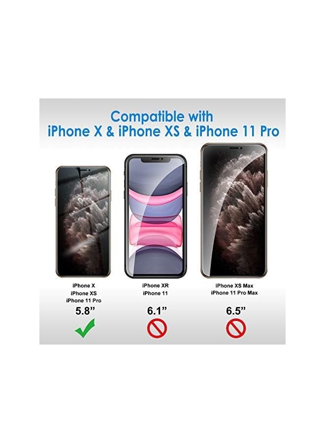 Jetech Privacy Screen Protector for iPhone 11 Pro, iPhone Xs and iPhone X 5.8-Inch, Anti Spy Tempered Glass Film, 2-Pack - Image 2