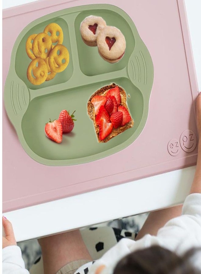NAIDEV Silicone Suction Plate for Baby Self-Feeding Food-Grade Toddler Plates with Deep Divided for Kids, BPA-Free, Dishwasher, Oven Safe and Microwave Safe(Grey) - Image 2