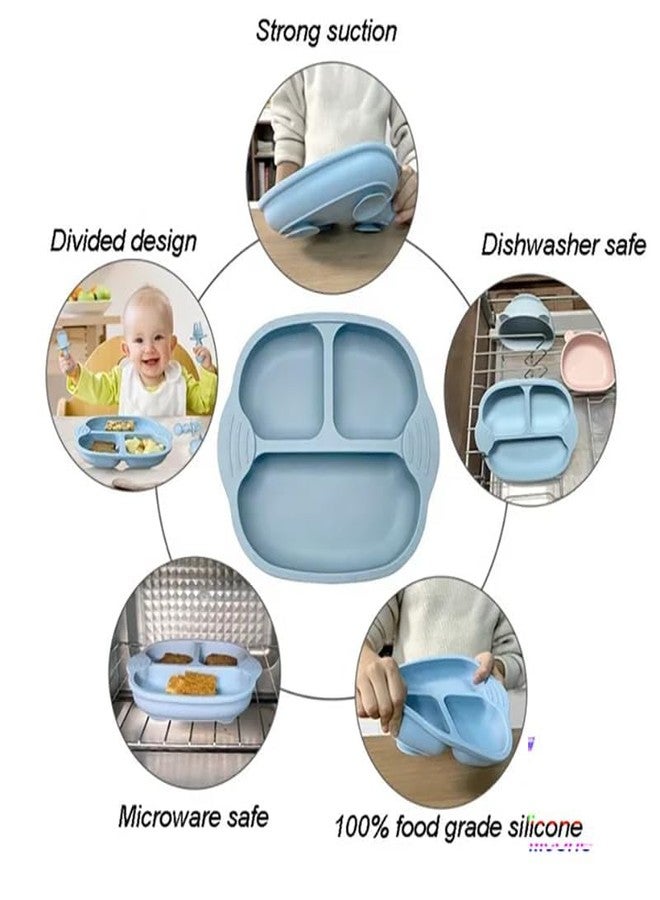 NAIDEV Silicone Suction Plate for Baby Self-Feeding Food-Grade Toddler Plates with Deep Divided for Kids, BPA-Free, Dishwasher, Oven Safe and Microwave Safe(Grey) - Image 4