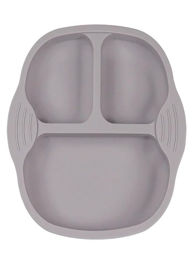 NAIDEV Silicone Suction Plate for Baby Self-Feeding Food-Grade Toddler Plates with Deep Divided for Kids, BPA-Free, Dishwasher, Oven Safe and Microwave Safe(Grey) - Image 1