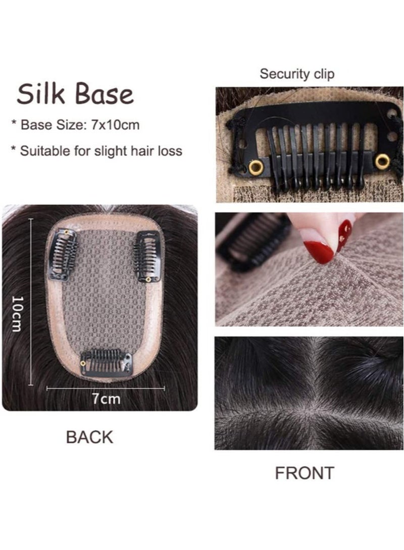 إستيل أغطية شعر بشري للنساء بمشبك حريري مستقيم في قطعة الشعر المستعار في الجزء الأوسط مع شعر رقيق أسود طبيعي 8*13 - Image 4