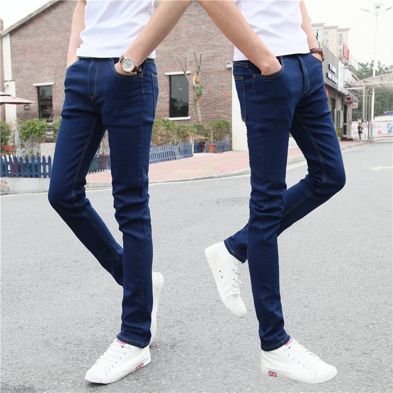 Spring Stretch Color Jeans Korean Style Slim-Fit Men'S Tight Pants Boys Youth Thin Pants - Image 2
