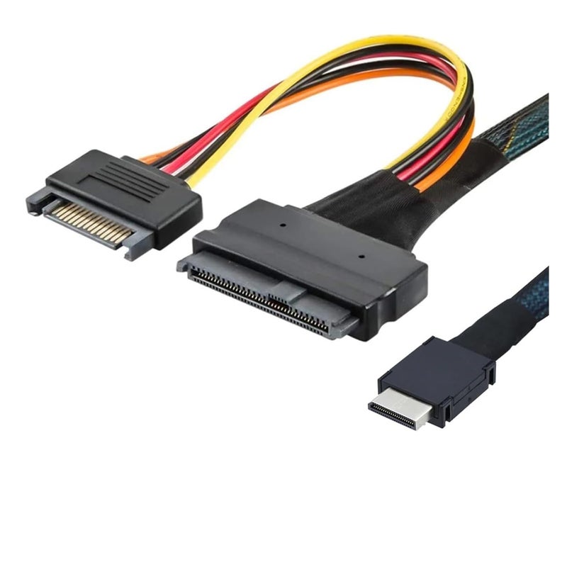 Oculink SFF 8611 to U 2 SFF 8639 High Speed Cable with 15 Pin Power 50cm - Image 4