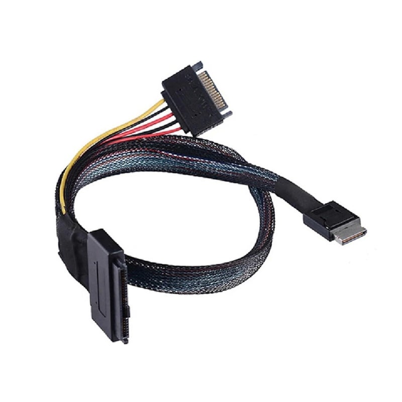 Oculink SFF 8611 to U 2 SFF 8639 High Speed Cable with 15 Pin Power 50cm - Image 3