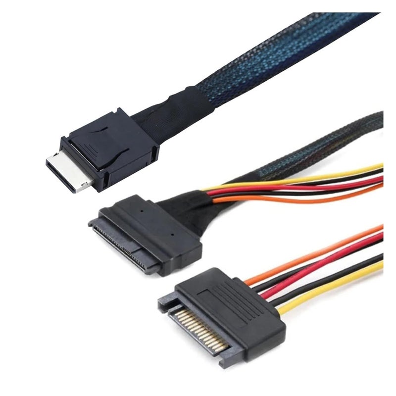 Oculink SFF 8611 to U 2 SFF 8639 High Speed Cable with 15 Pin Power 50cm - Image 5