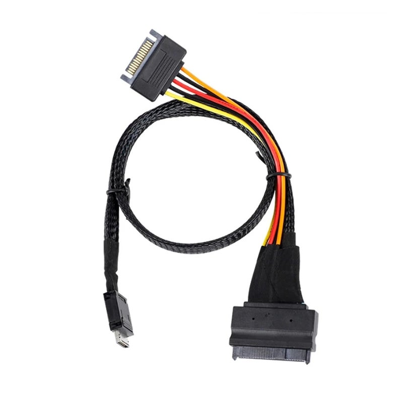 Oculink SFF 8611 to U 2 SFF 8639 High Speed Cable with 15 Pin Power 50cm - Image 2