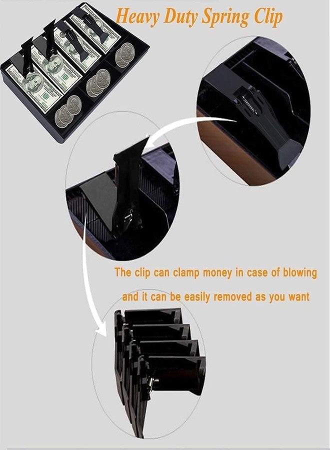 SCILLA Cash Tray | 4 Cash/Bills & 3 Coin Compartment Safe Money Box Drawer | Black (1) - Image 2