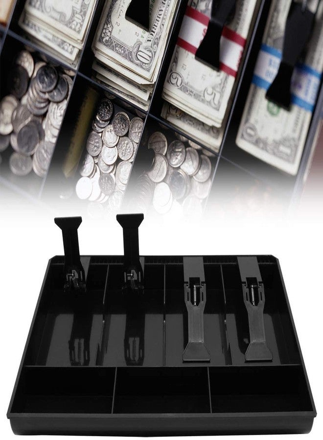 SCILLA Cash Tray | 4 Cash/Bills & 3 Coin Compartment Safe Money Box Drawer | Black (1) - Image 1