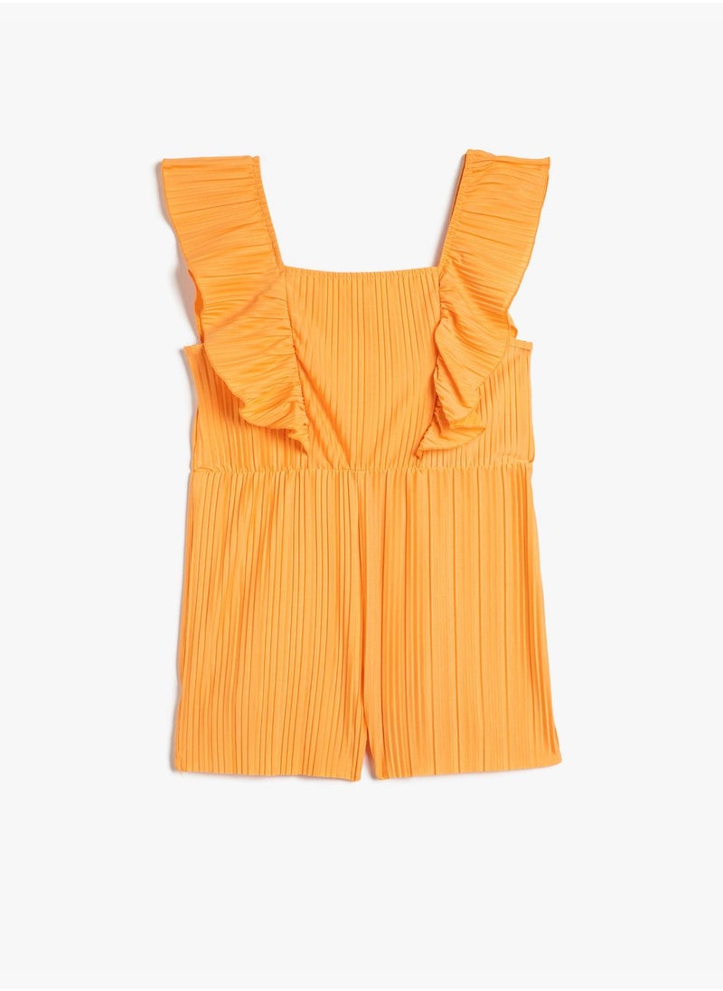 KOTON Mini Overalls Sleeveless Ruffle Pleated Square Neck  - Image 1