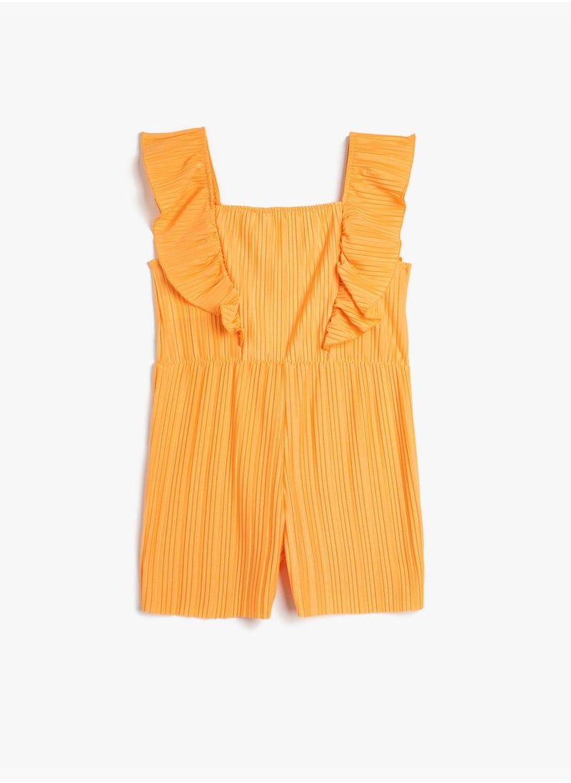 KOTON Mini Overalls Sleeveless Ruffle Pleated Square Neck  - Image 2