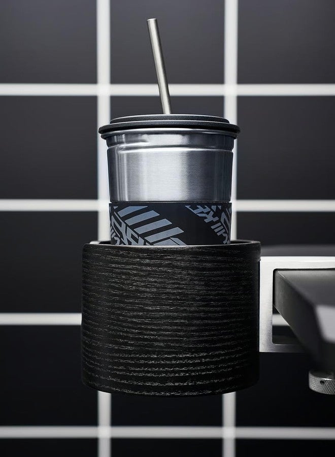 STORK LÅNESPELARE Mug Holder, Black, Clamp-on Desk Accessory, Ash Veneer with Aluminium Knob, 11x9 cm, for Most Mugs - Image 2