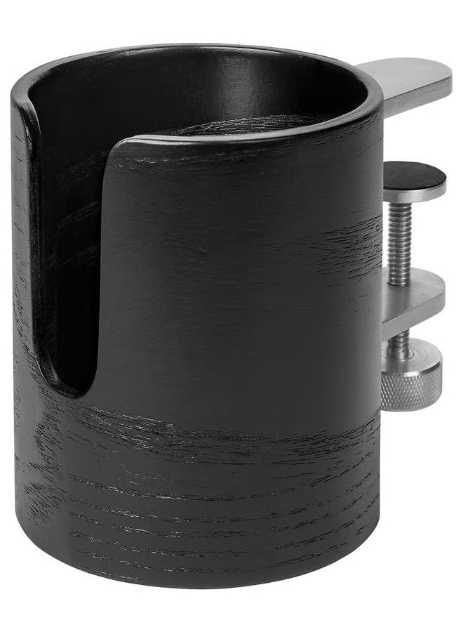 STORK LÅNESPELARE Mug Holder, Black, Clamp-on Desk Accessory, Ash Veneer with Aluminium Knob, 11x9 cm, for Most Mugs - Image 1