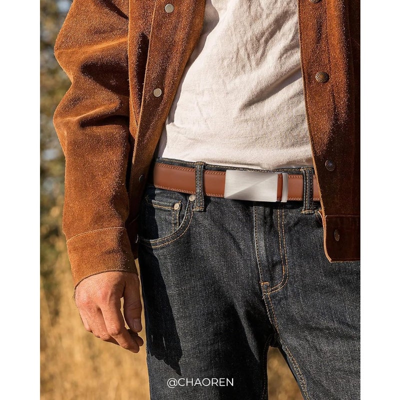 حزام CHAOREN للرجال - حزام جلدي للرجال 1 3/8" للجينز - حزام قابل للتعديل بدقة يناسب كل المناطق - Image 5