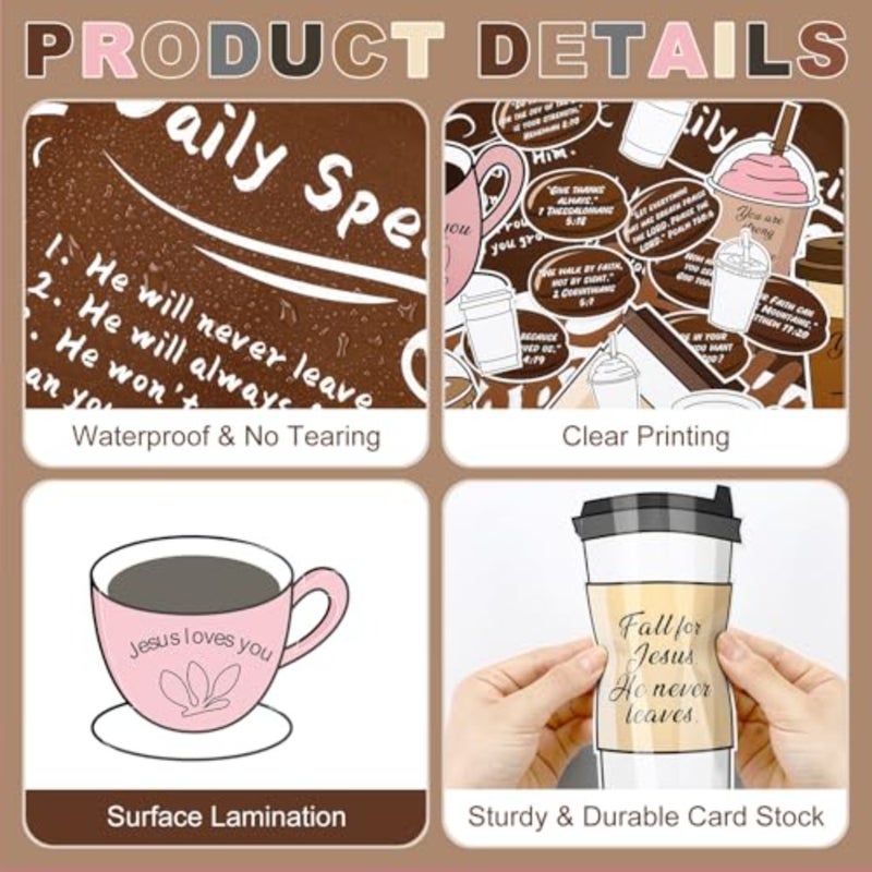 41 Pcs Jesus Coffee Themed Bulletin Board Set Christian Cafe Bulletin Board Decoration Christian Coffee Cup Cutouts with Bible Verses for Home Classroom Chalkboard Wall Door Decor - Image 3