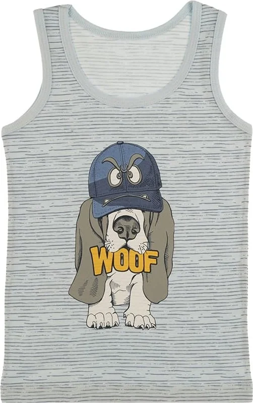 Donella 5 Pack Colored Woof Printed Boy Undershirt - 771092WF