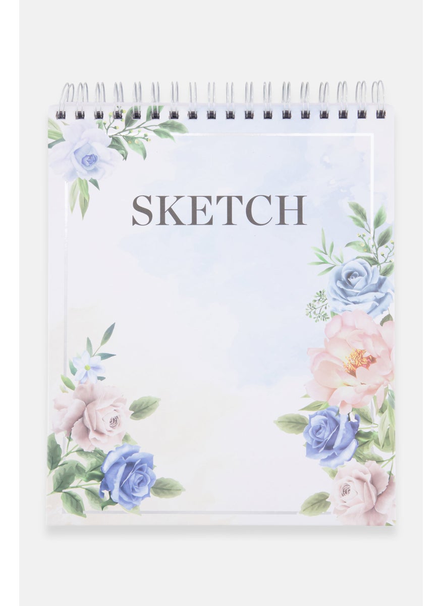 Paperbuzz Floral Sketch Book, Blue Combo  - Image 1