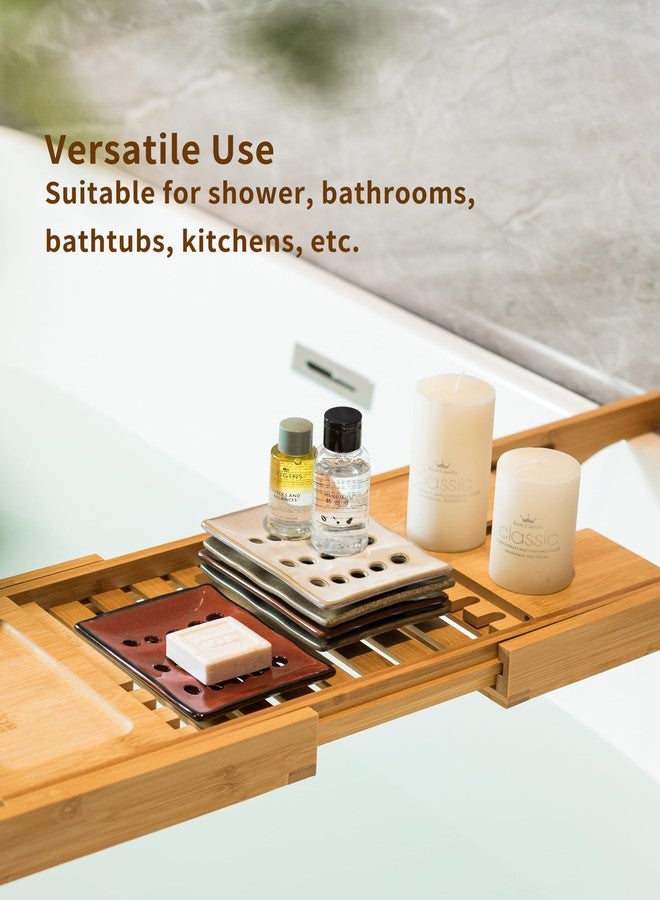 Cormomu Soap Holder with Self Drain, Ceramic Soap Dishes for Bar, Shower, Japanese Soap Tray for Kitchen and Bathroom, Keep Sink Dry and Tidy, Red - Image 3